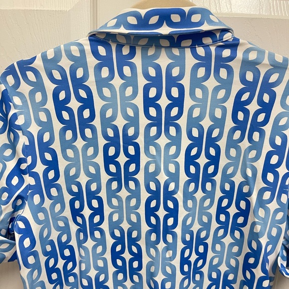 J. McLaughlin Blue Pattern Button Down Top - Picture 10 of 12